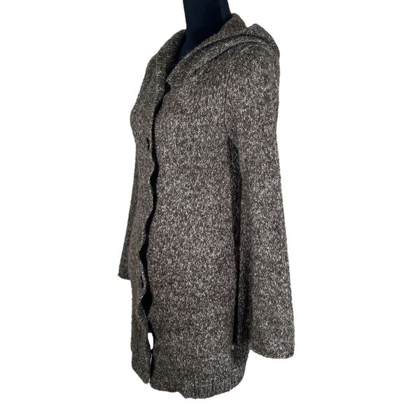 Prana Willow Hooded Brown Classic Knit Cardigan Flare Sleeve Button Size Medium - Picture 6 of 9